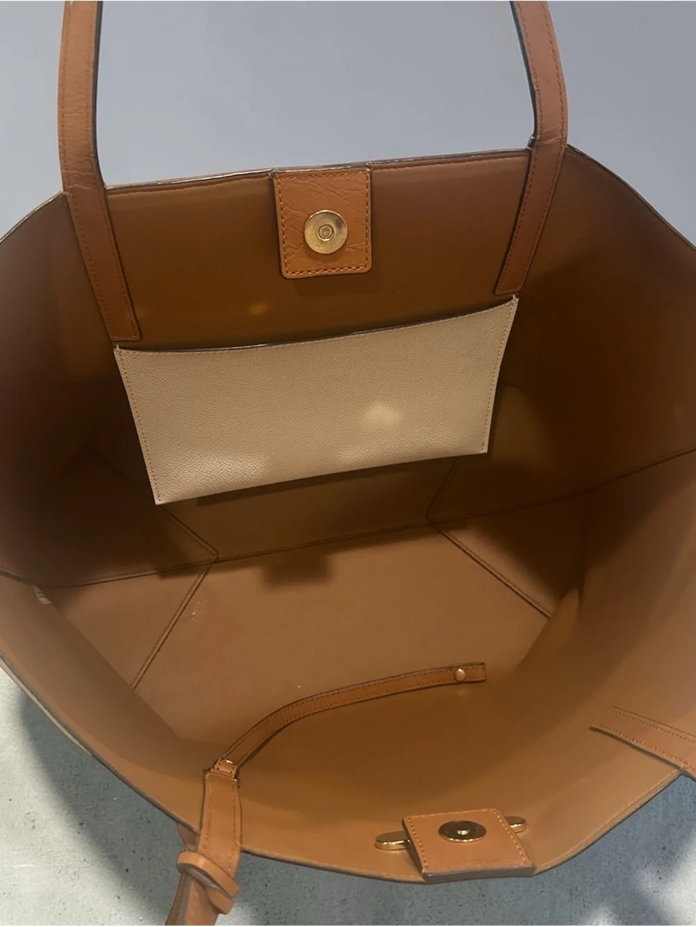 Michael Kors Taupe Tote with Brown Trim and Gold MK Charm